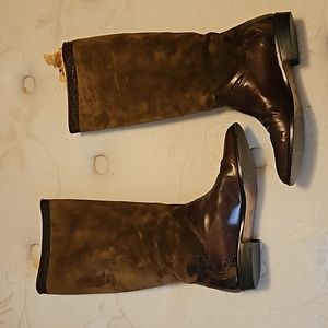 BALLY Vintage Fine Leather & Suede Brown Womens Size 7N Boots